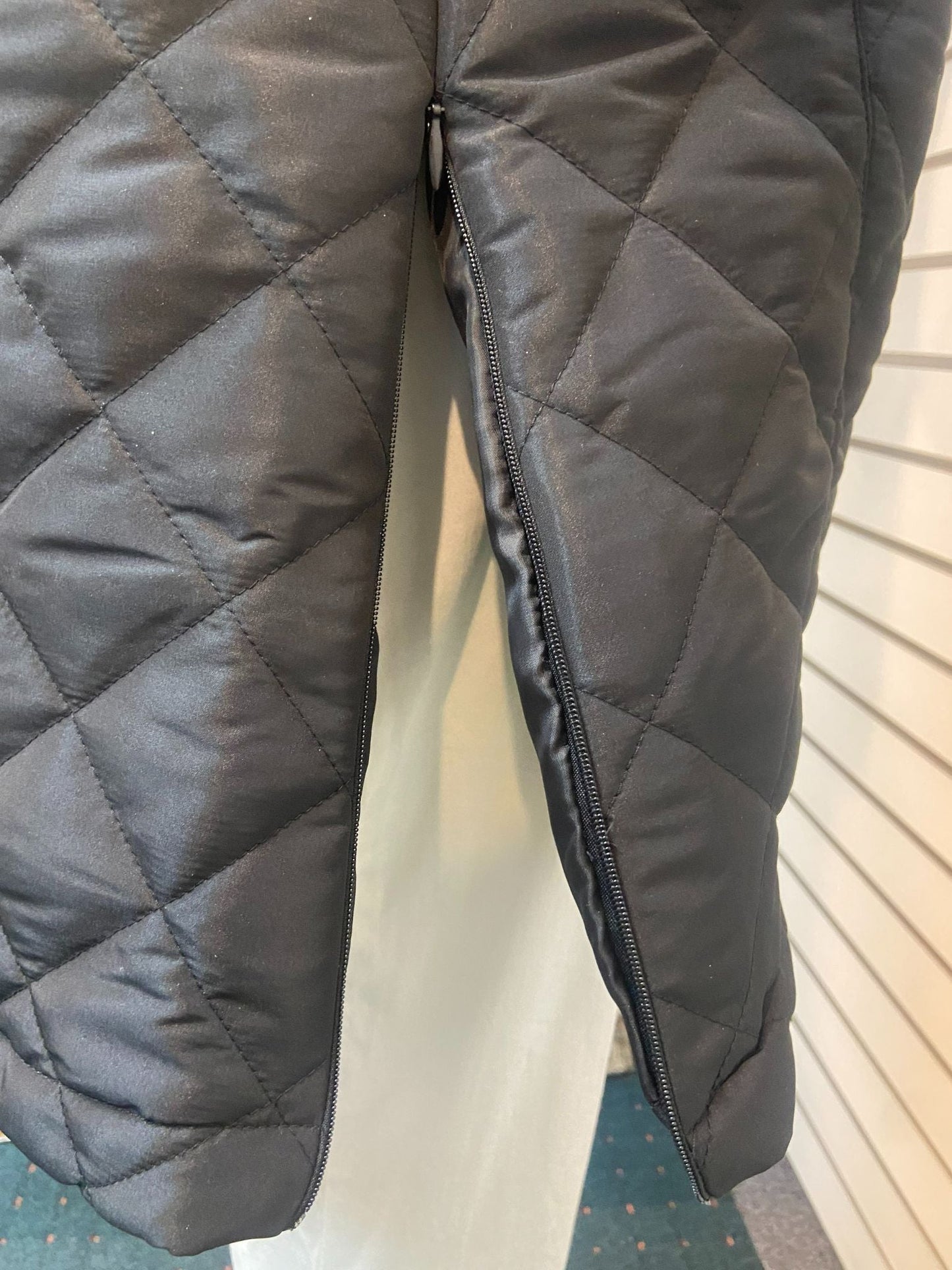 Thigh length quilted vest with removable hood #2400 Black