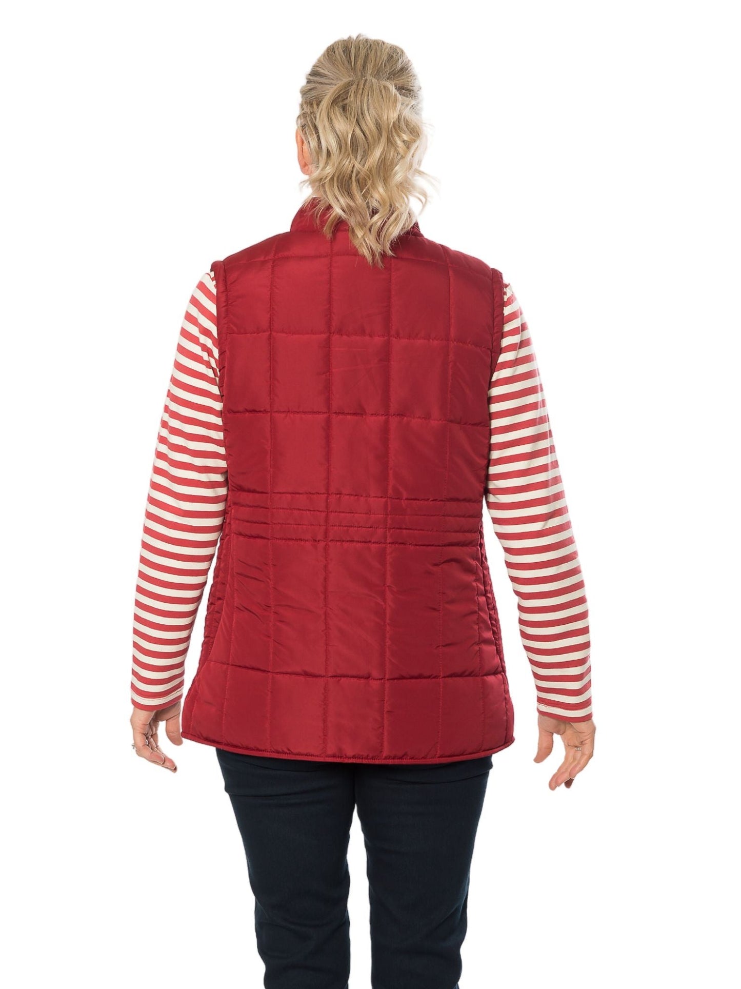 Quilted vest with detail stitching at waist #2412 Sage