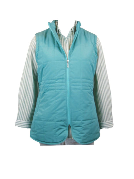Quilted vest with detail stitching at waist #2412 Sage