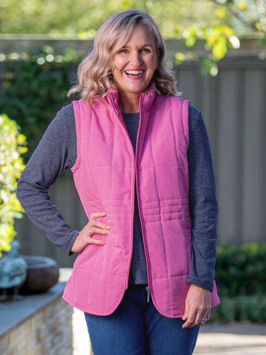 Quilted vest with detail stitching at waist #2412 Rosewood