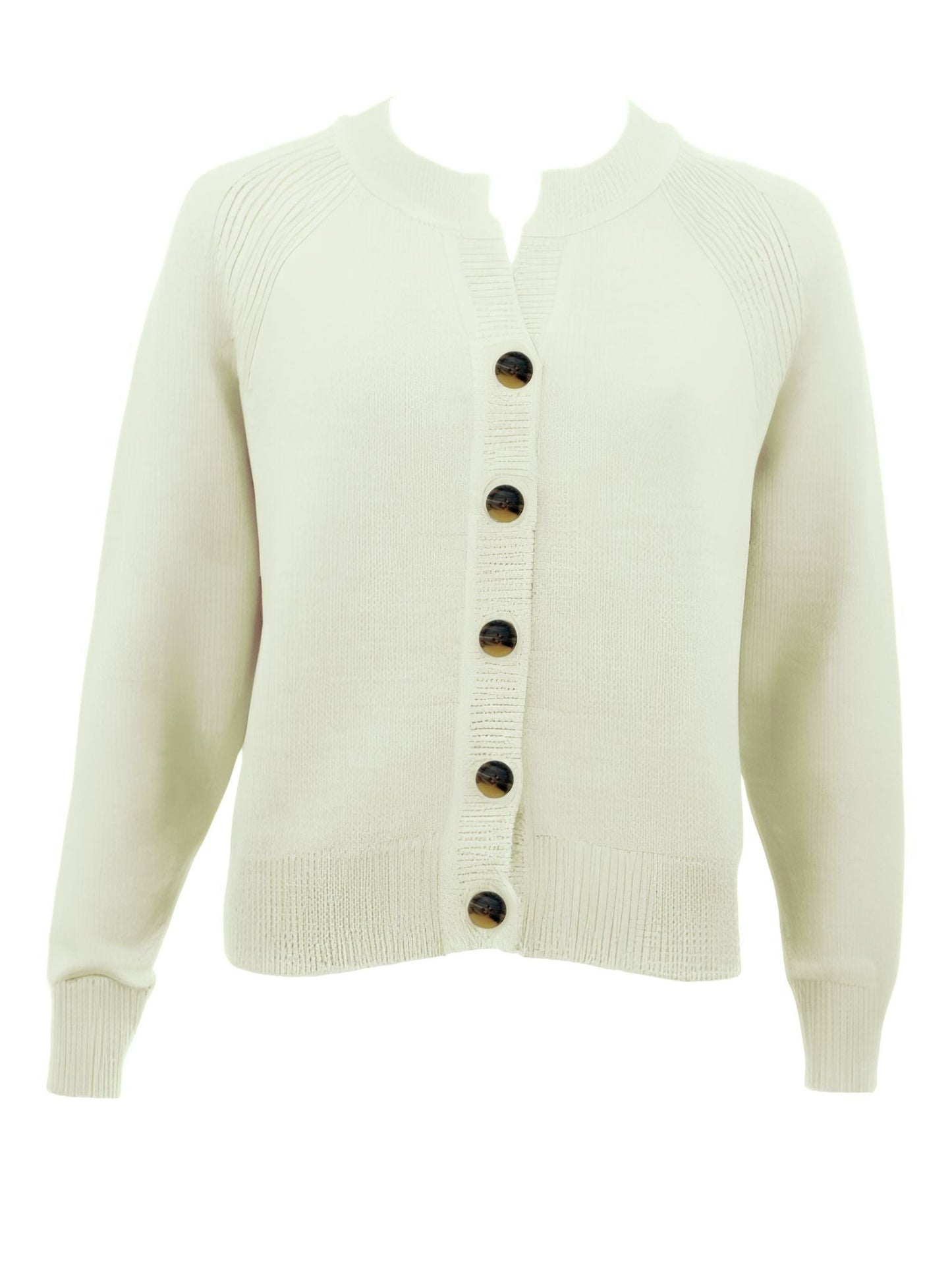 Soft Knit Cardigan Long sleeve 5 Button #5009 Natural