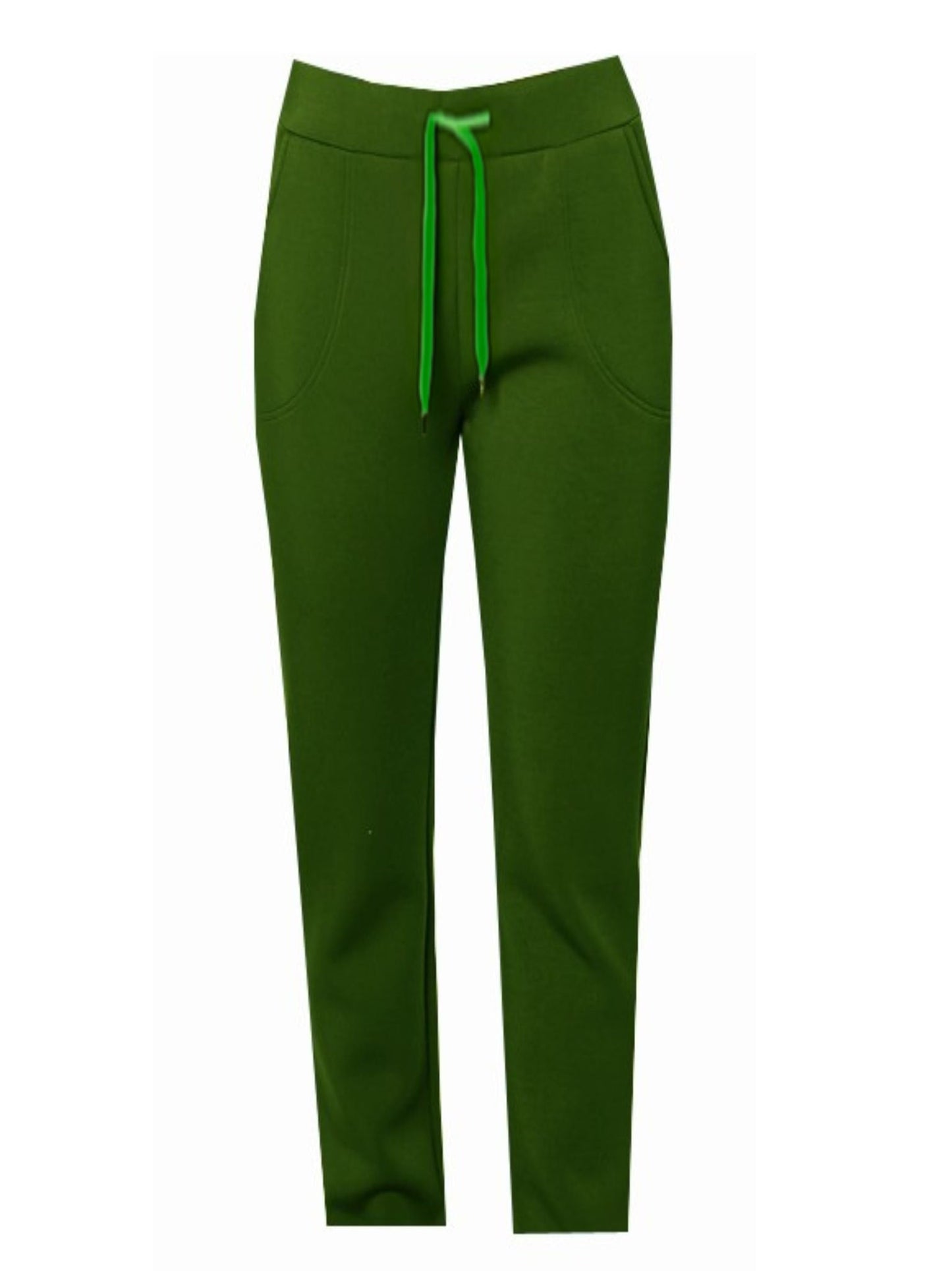 Viscose Blend Draw Cord Leisure Pant – Green #6460