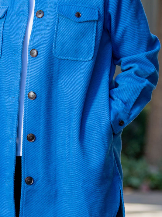 Brushed Twill Shacket Shirt Jacket #9080 Blue