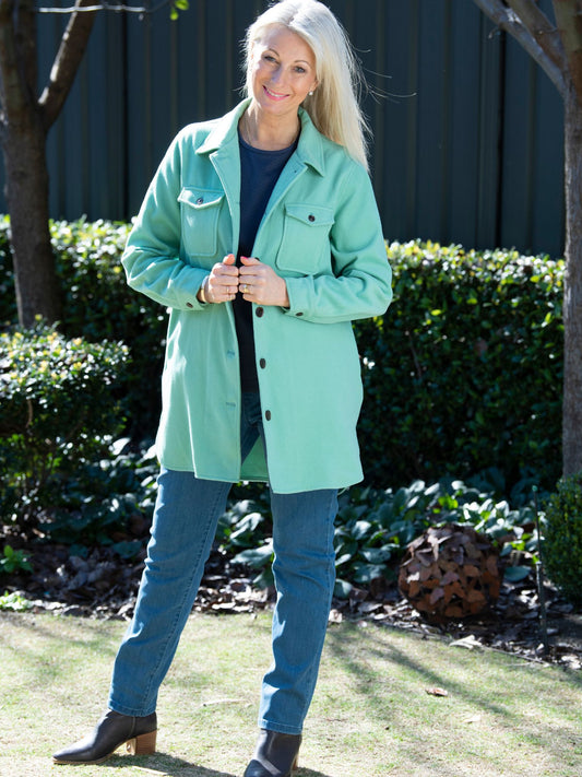 Brushed Twill Shacket Shirt Jacket #9080 - Sage