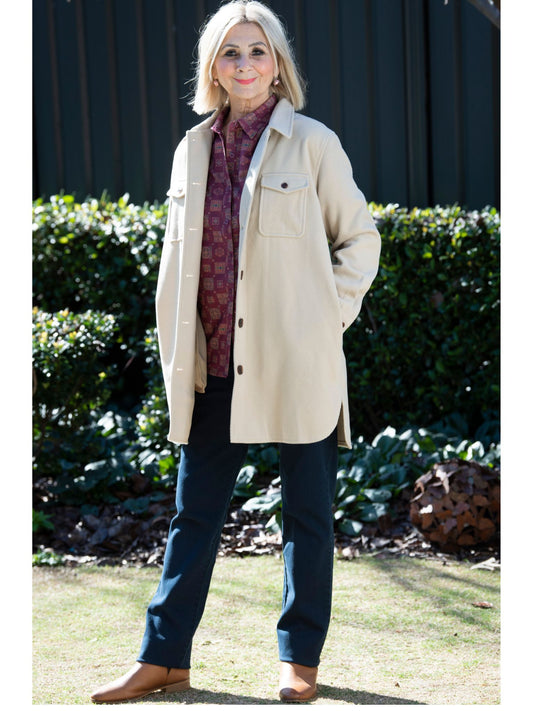 Brushed Twill Shacket Shirt Jacket #9080 - Sand