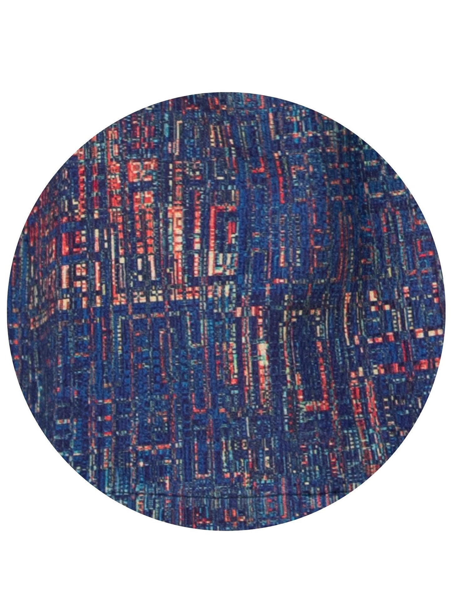 Longline Printed Smart Casual Winter Coat #9479 - Blue Multi