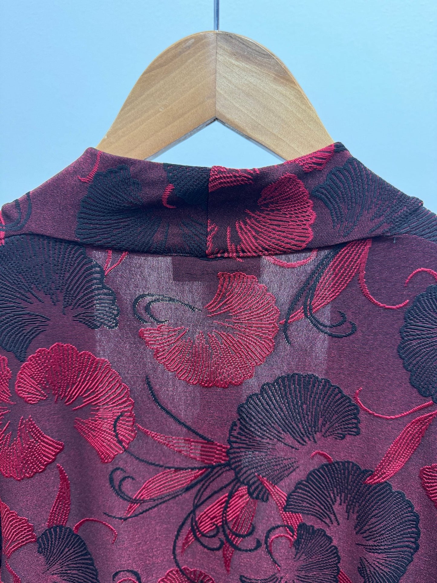 Floral Two way stretch Jacquard Jacket #9021 Red/Black