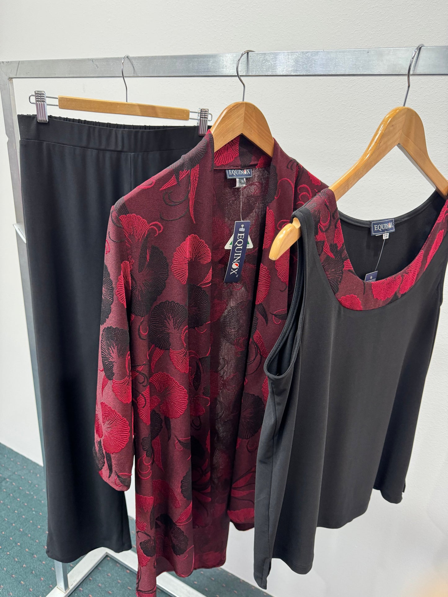 Floral Two way stretch Jacquard Jacket #9021 Red/Black