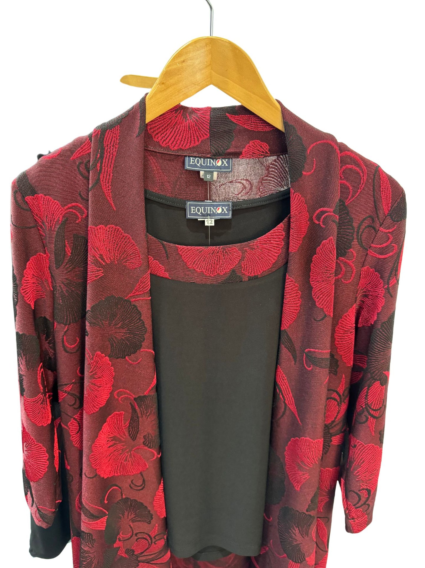 Floral Two way stretch Jacquard Jacket #9021 Red/Black