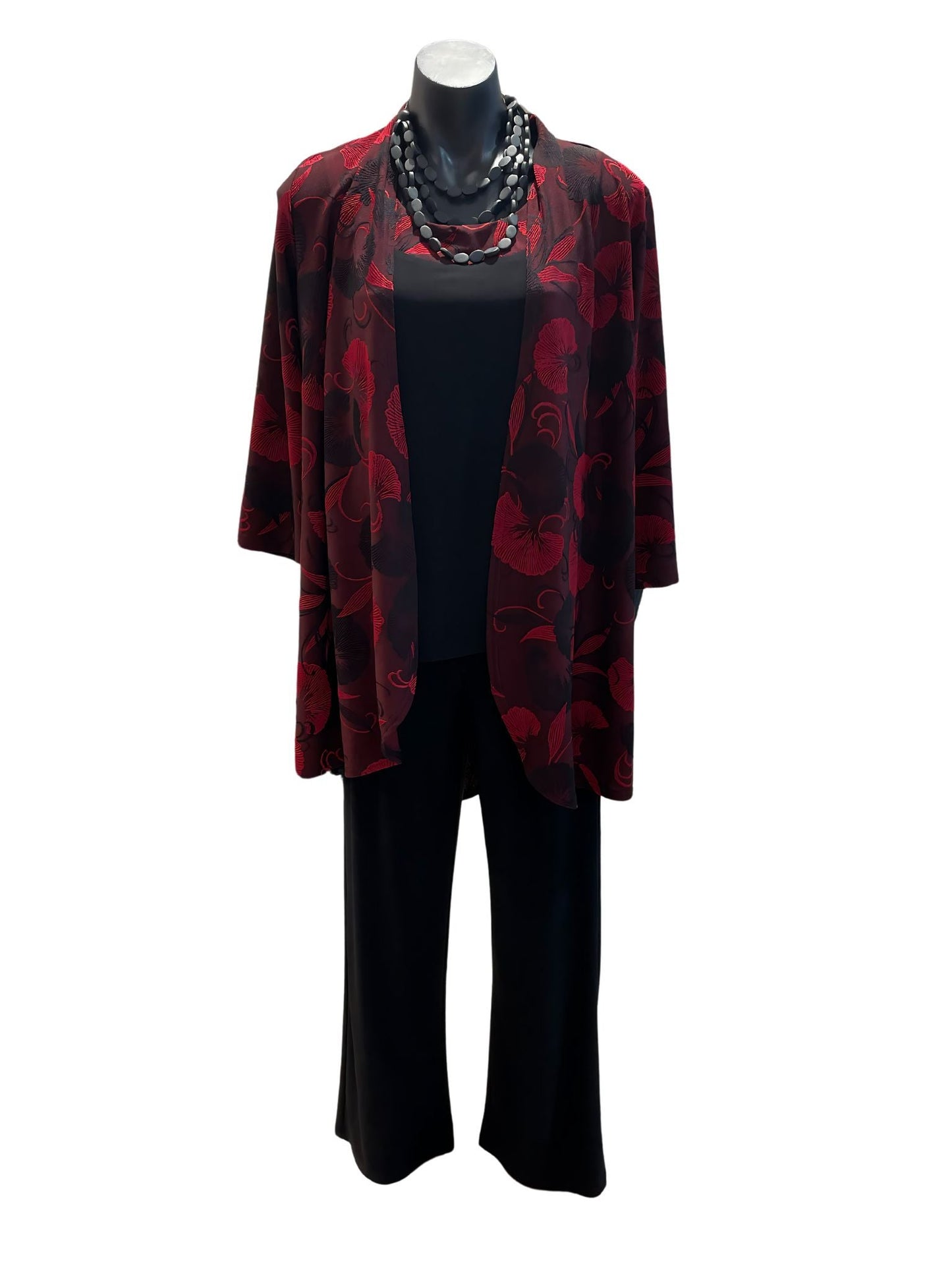 Floral Two way stretch Jacquard Jacket #9021 Red/Black