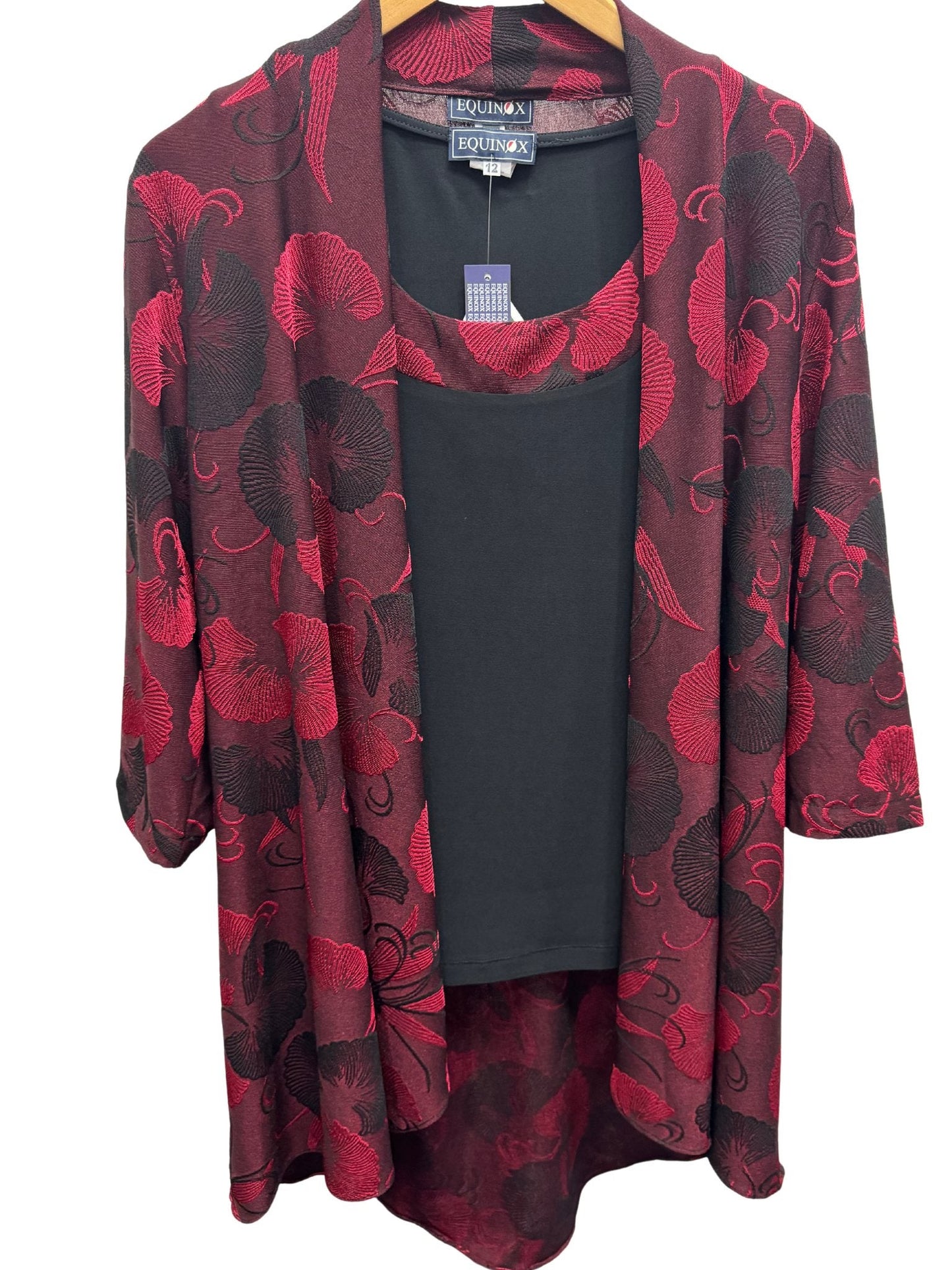 Floral Two way stretch Jacquard Jacket #9021 Red/Black