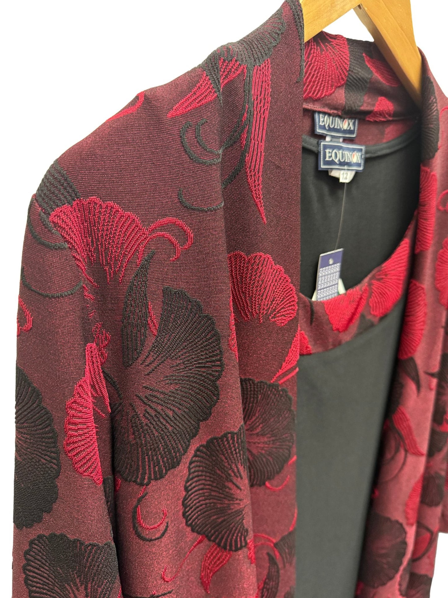 Floral Two way stretch Jacquard Jacket #9021 Red/Black