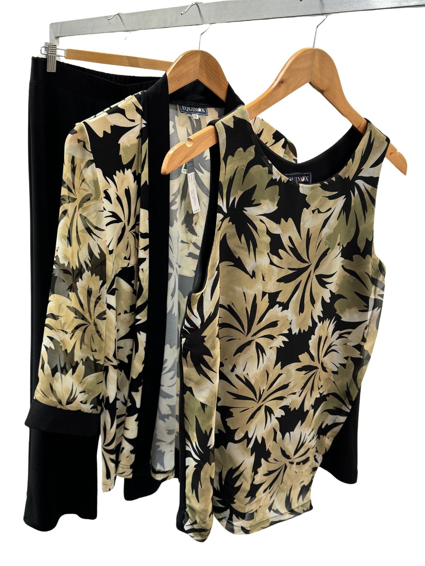 Golden Luxe Floral Shift Singlet Top with chiffon overlay #180 Latte