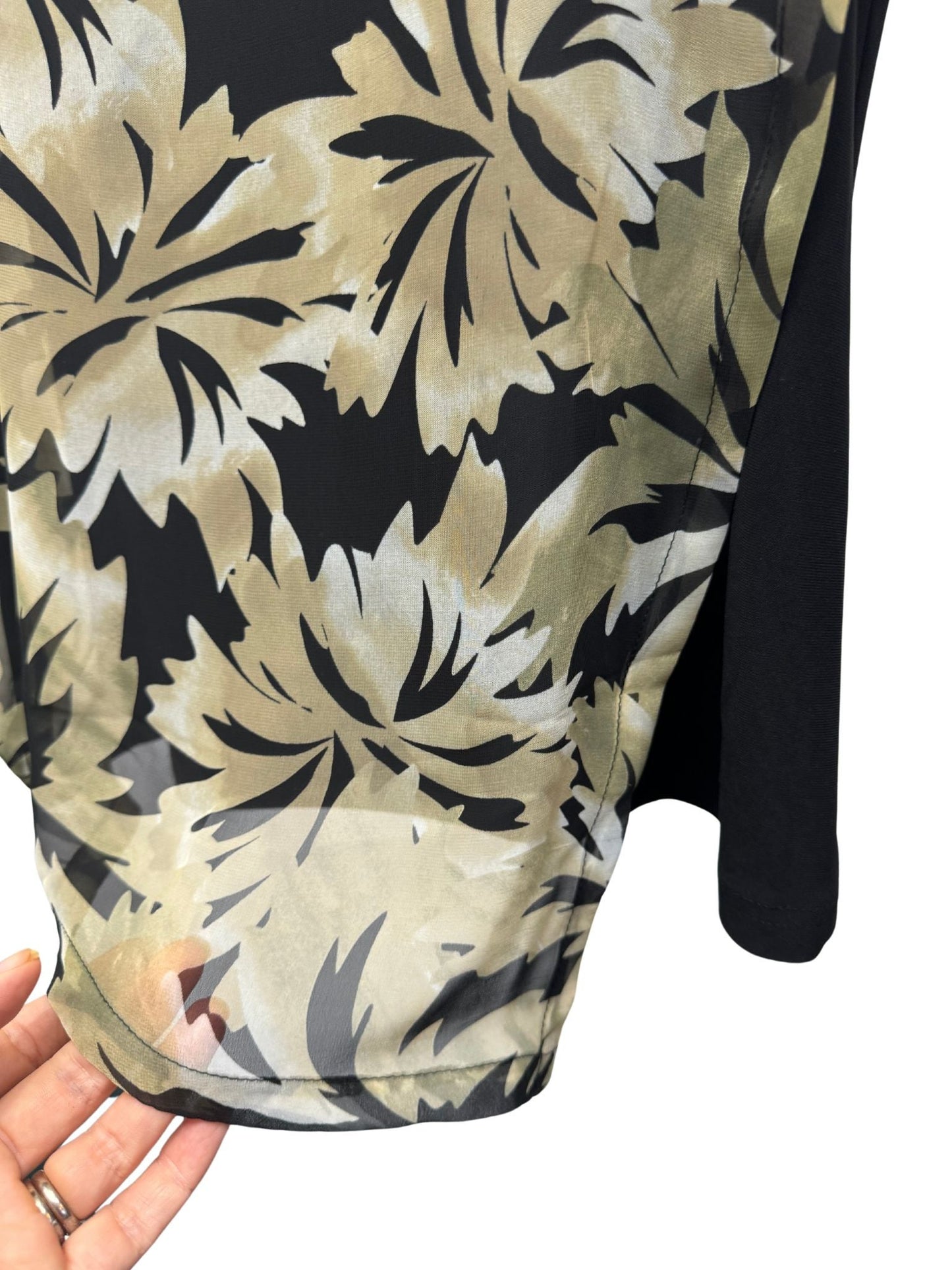 Golden Luxe Floral Shift Singlet Top with chiffon overlay #180 Latte