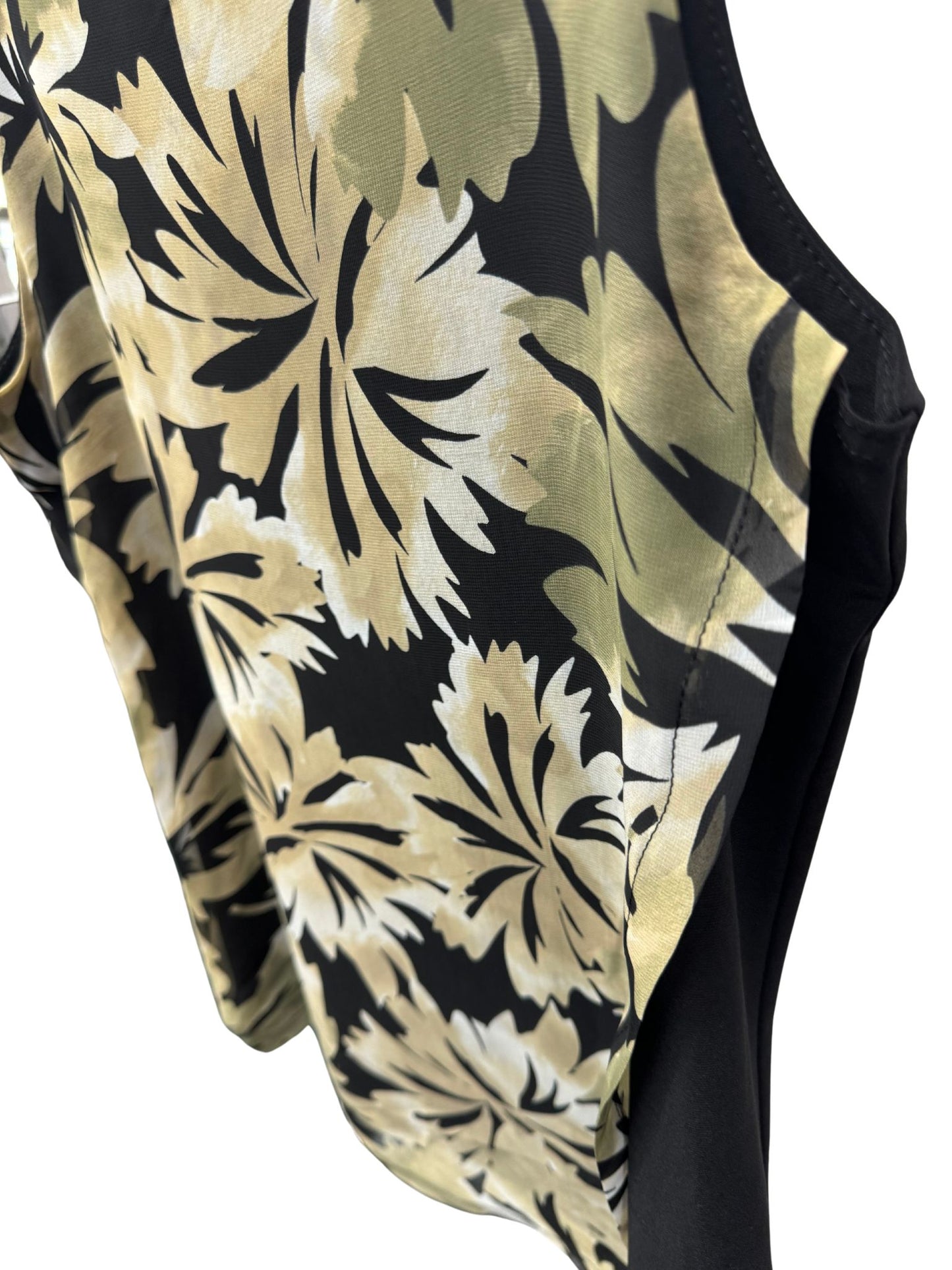 Golden Luxe Floral Shift Singlet Top with chiffon overlay #180 Latte