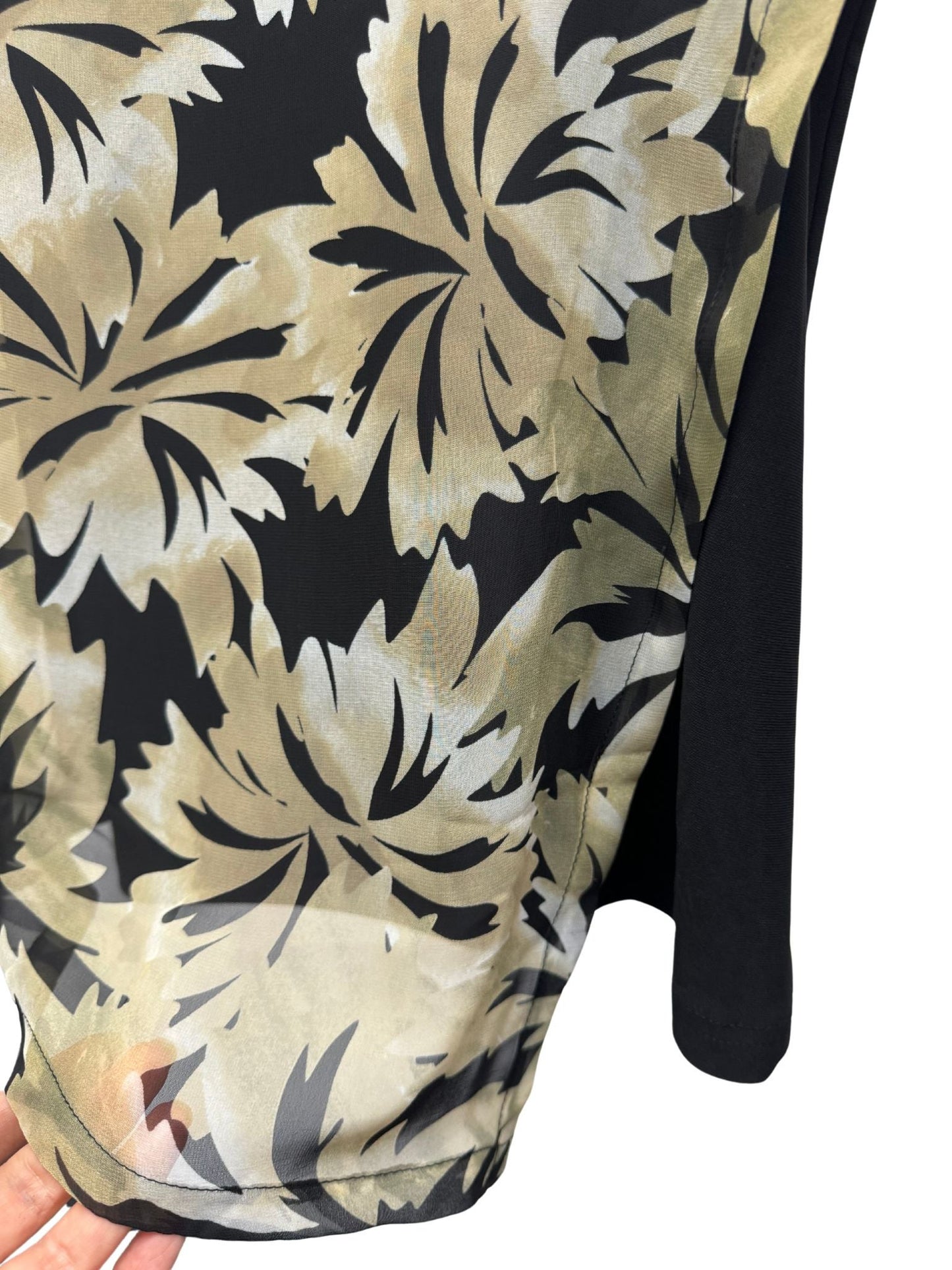 Golden Luxe Floral Shift Singlet Top with chiffon overlay #180 Latte