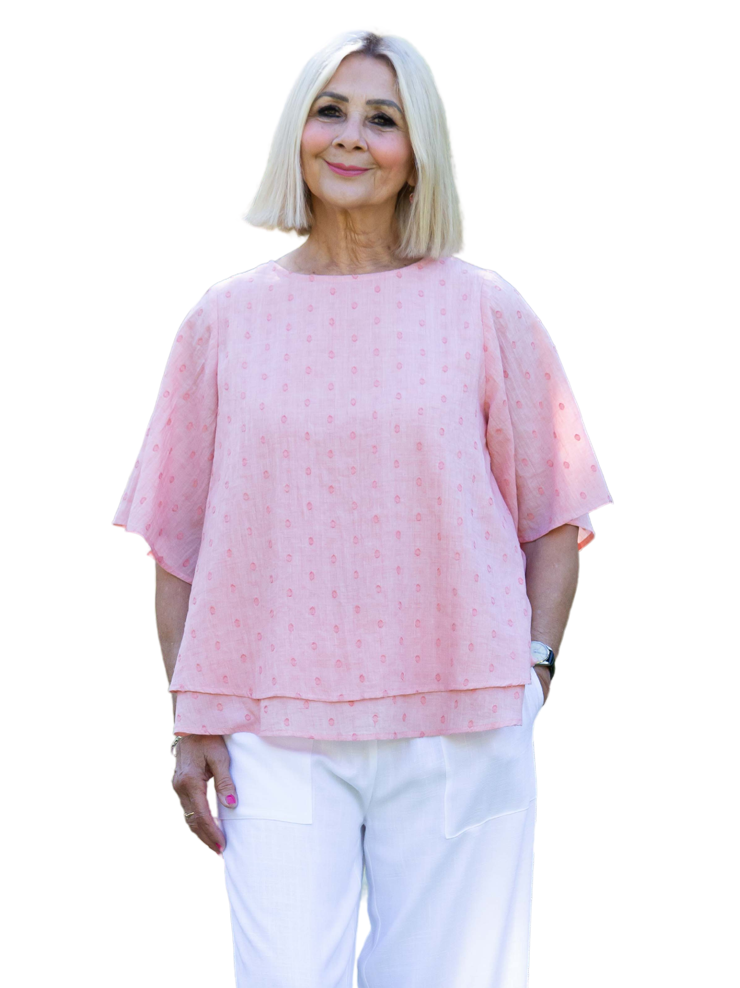Layered Dobby Self coloured spot top #331 - Pink