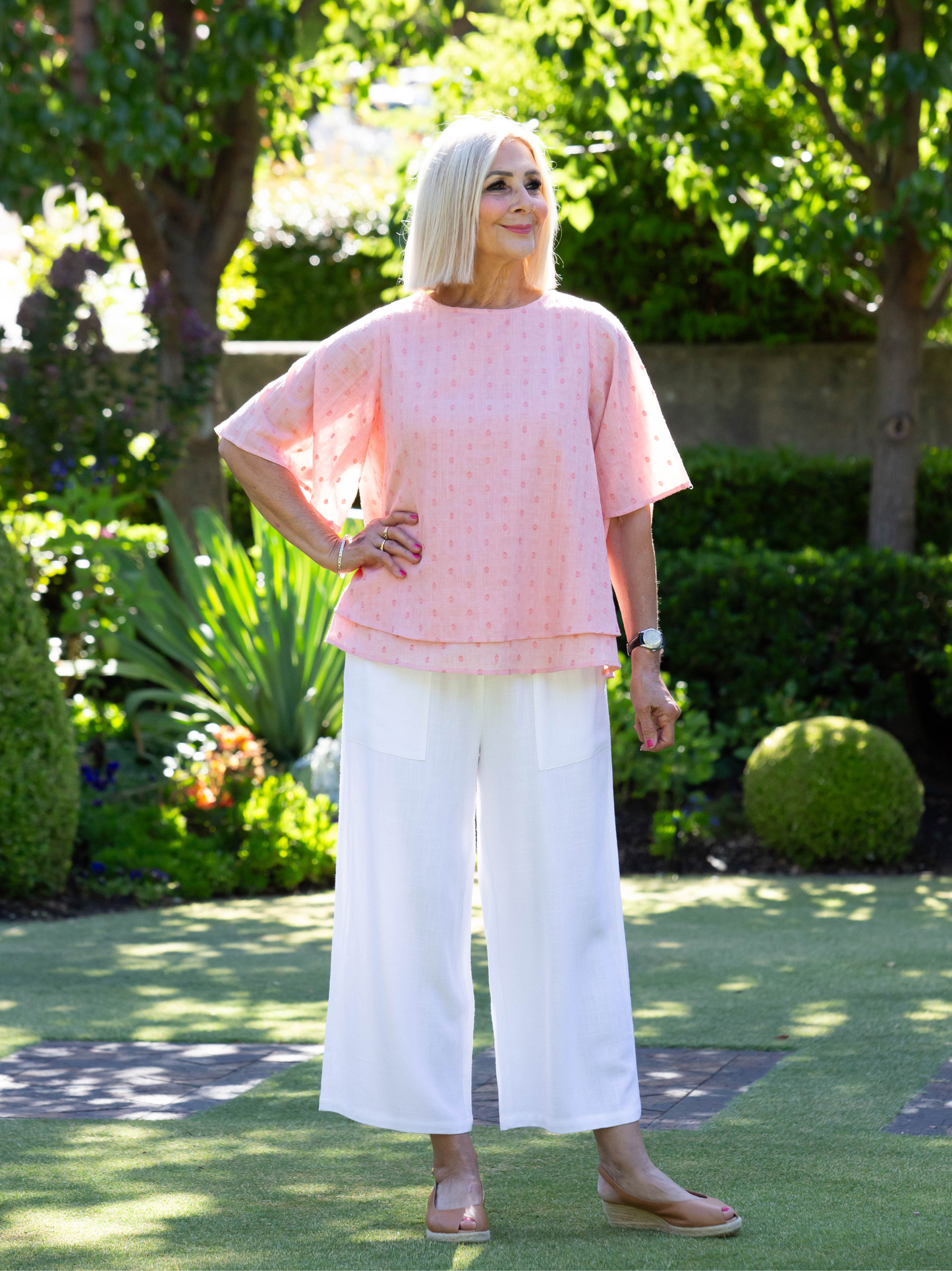 Layered Dobby Self coloured spot top #331 - Pink