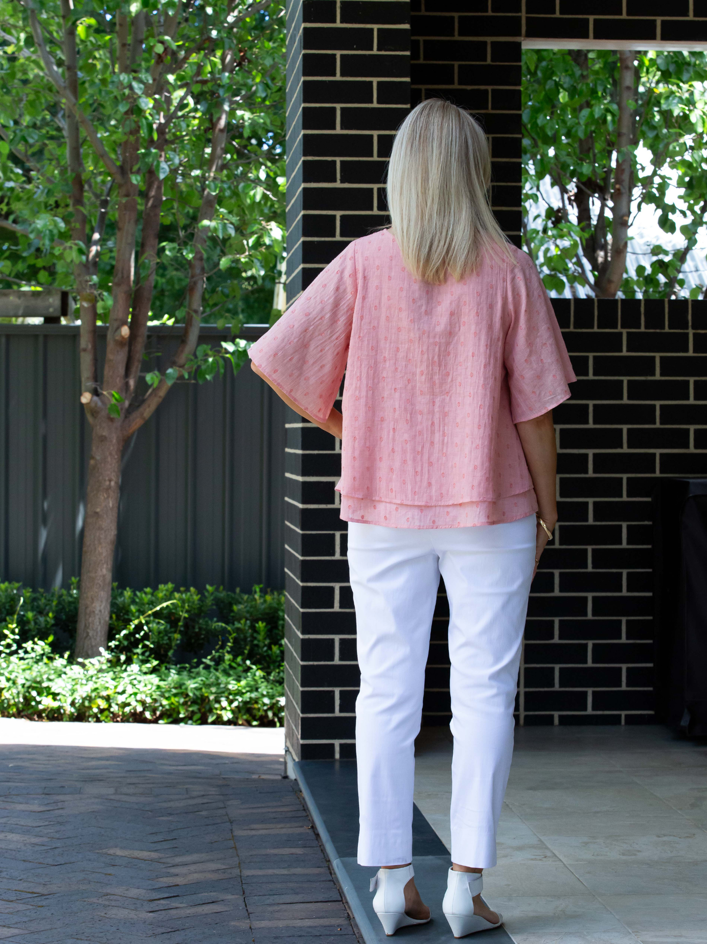 Layered Dobby Self coloured spot top #331 - Pink