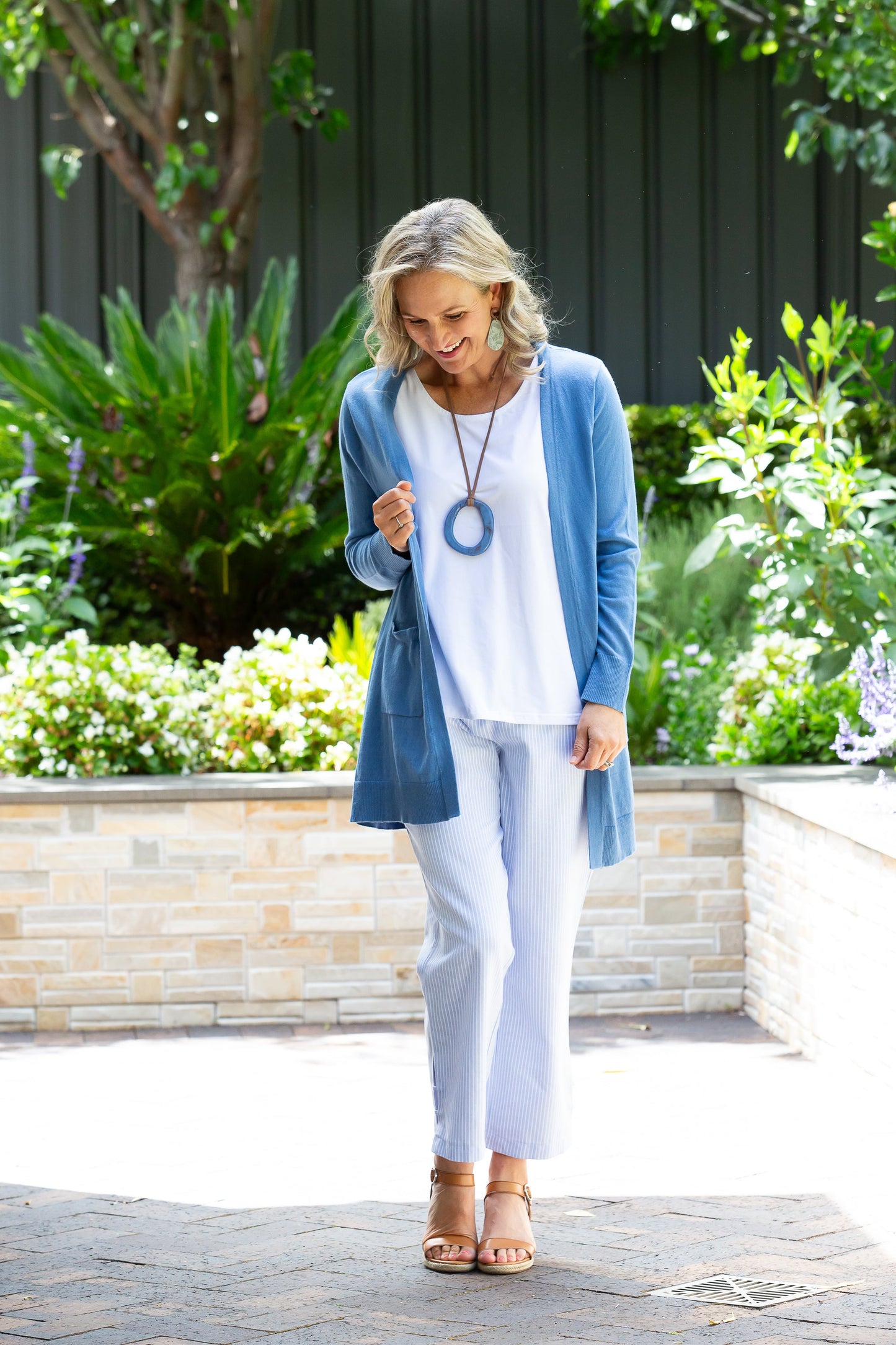 100% Cotton Light Weight Summer Knit Cardi #5245 - Blue