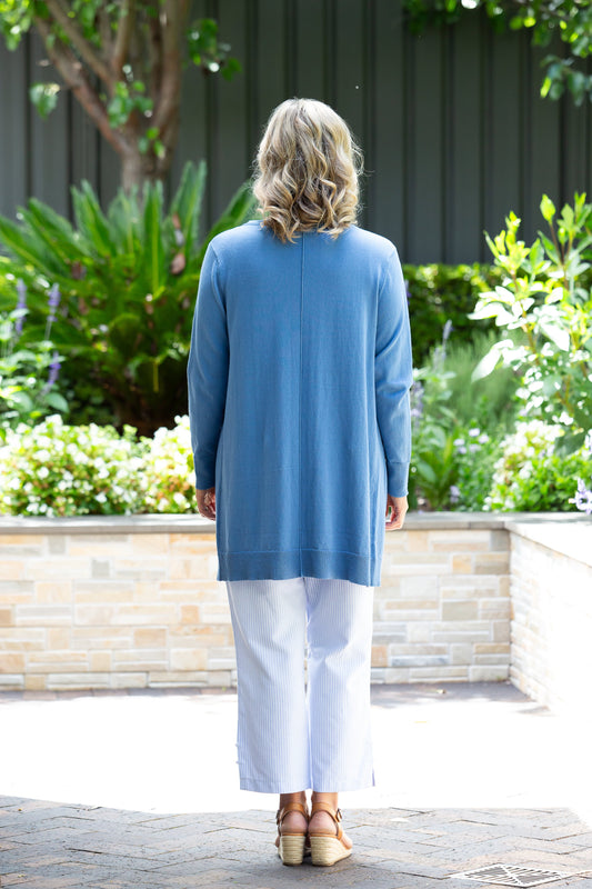 100% Cotton Light Weight Summer Knit Cardi #5245 - Blue