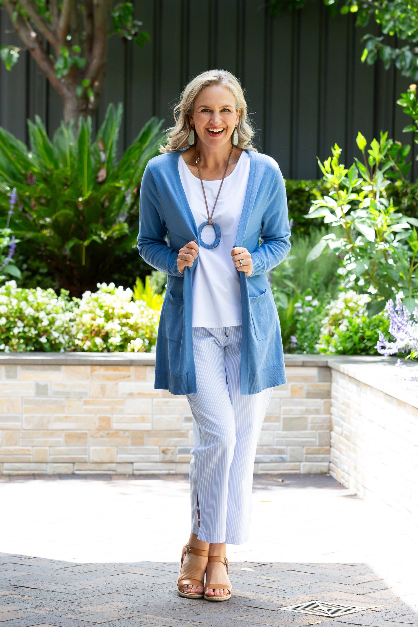 100% Cotton Light Weight Summer Knit Cardi #5245 - Blue