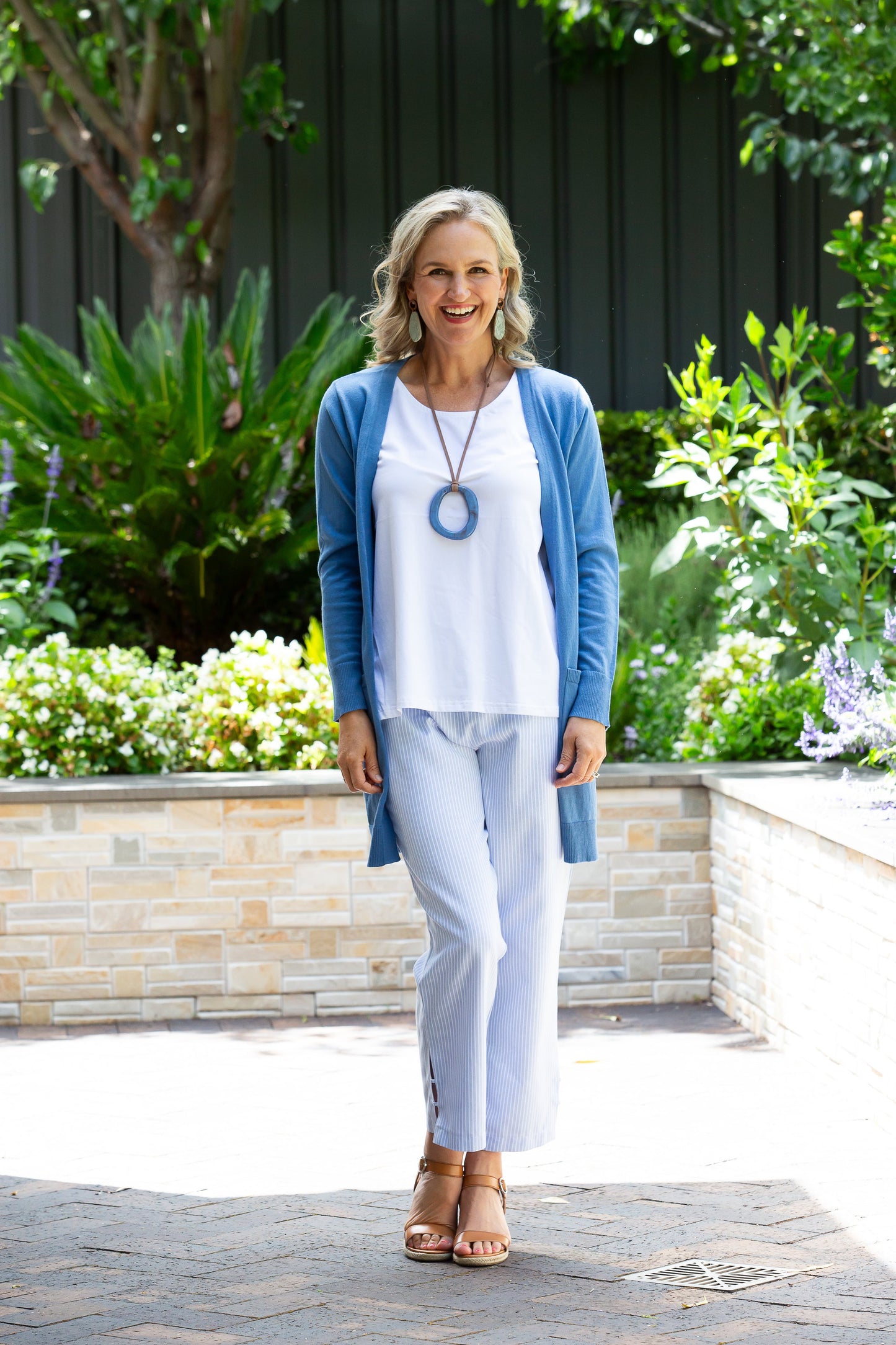 100% Cotton Light Weight Summer Knit Cardi #5245 - Blue