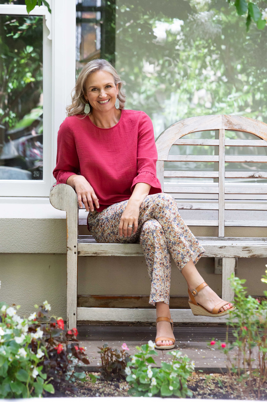 Smart casual button back feature top #543 - Rosewood