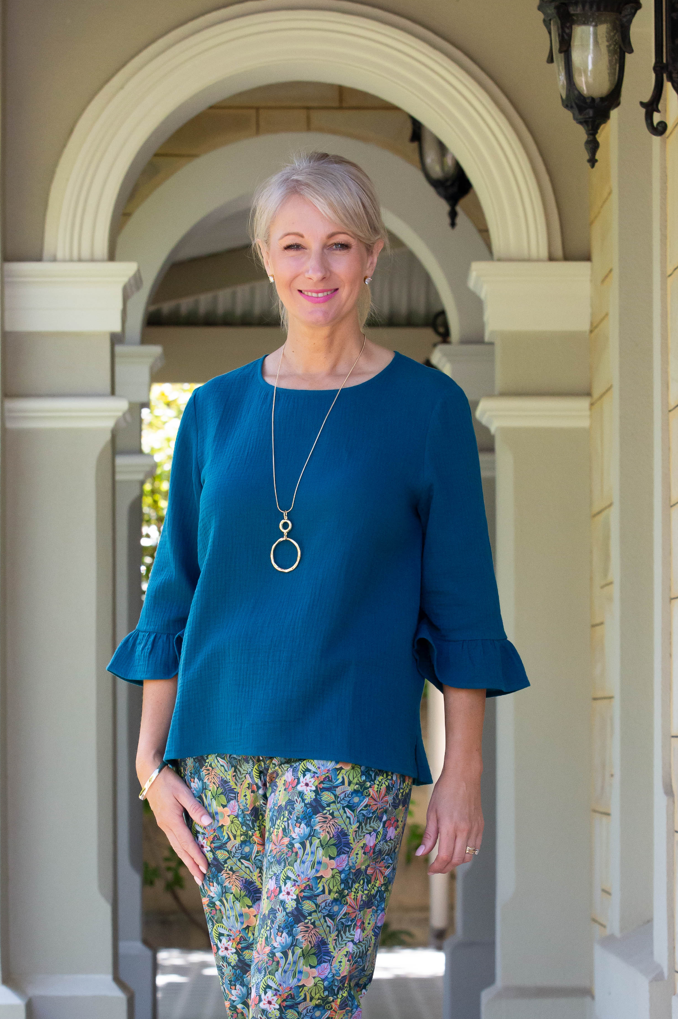 Smart casual button back feature top #543 - Black