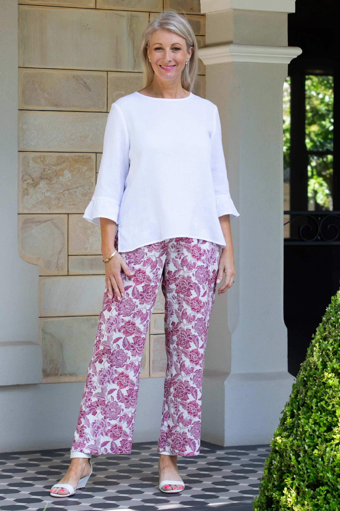 Smart casual button back feature top #543 - White