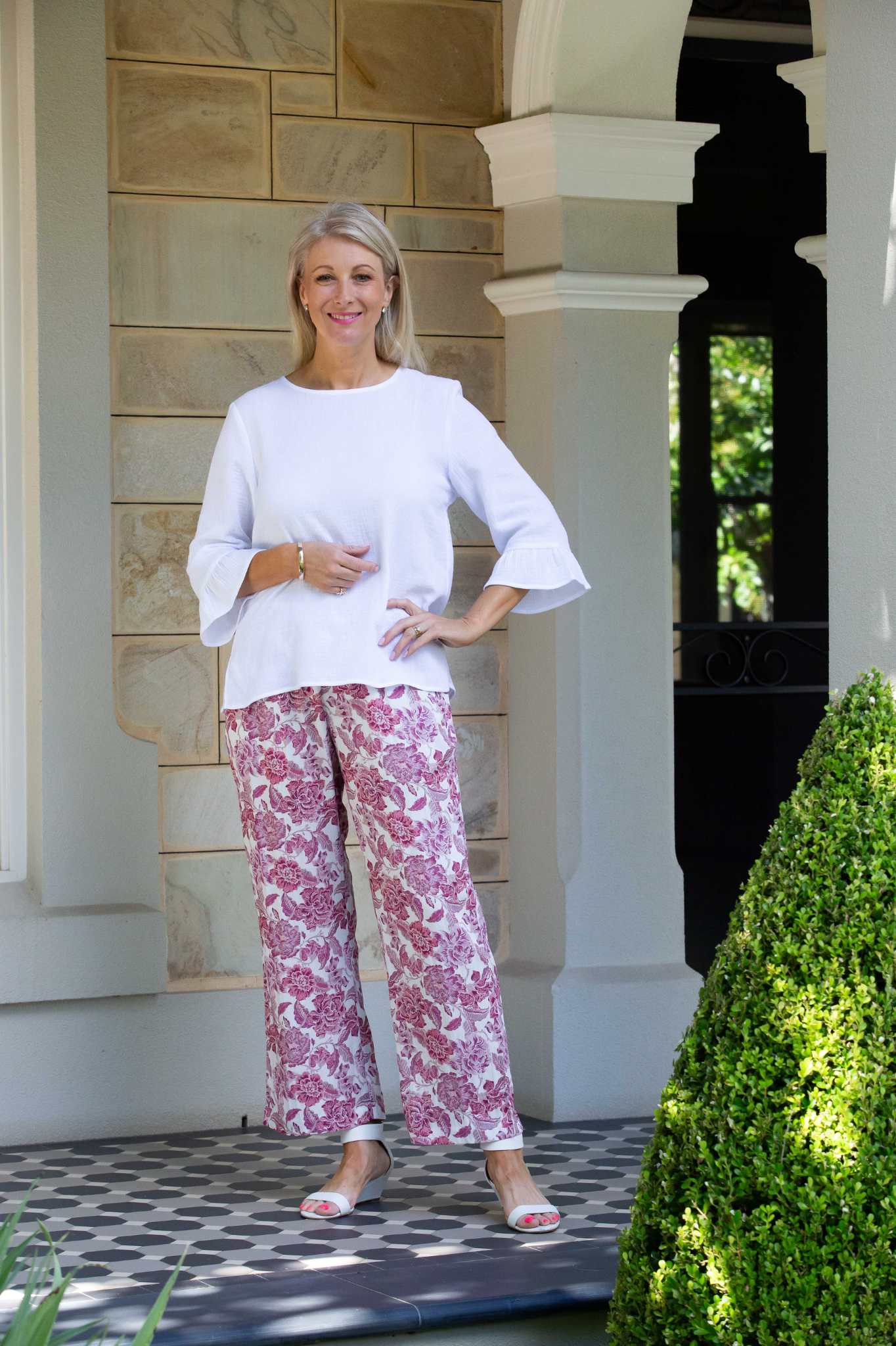 Smart casual button back feature top #543 - White
