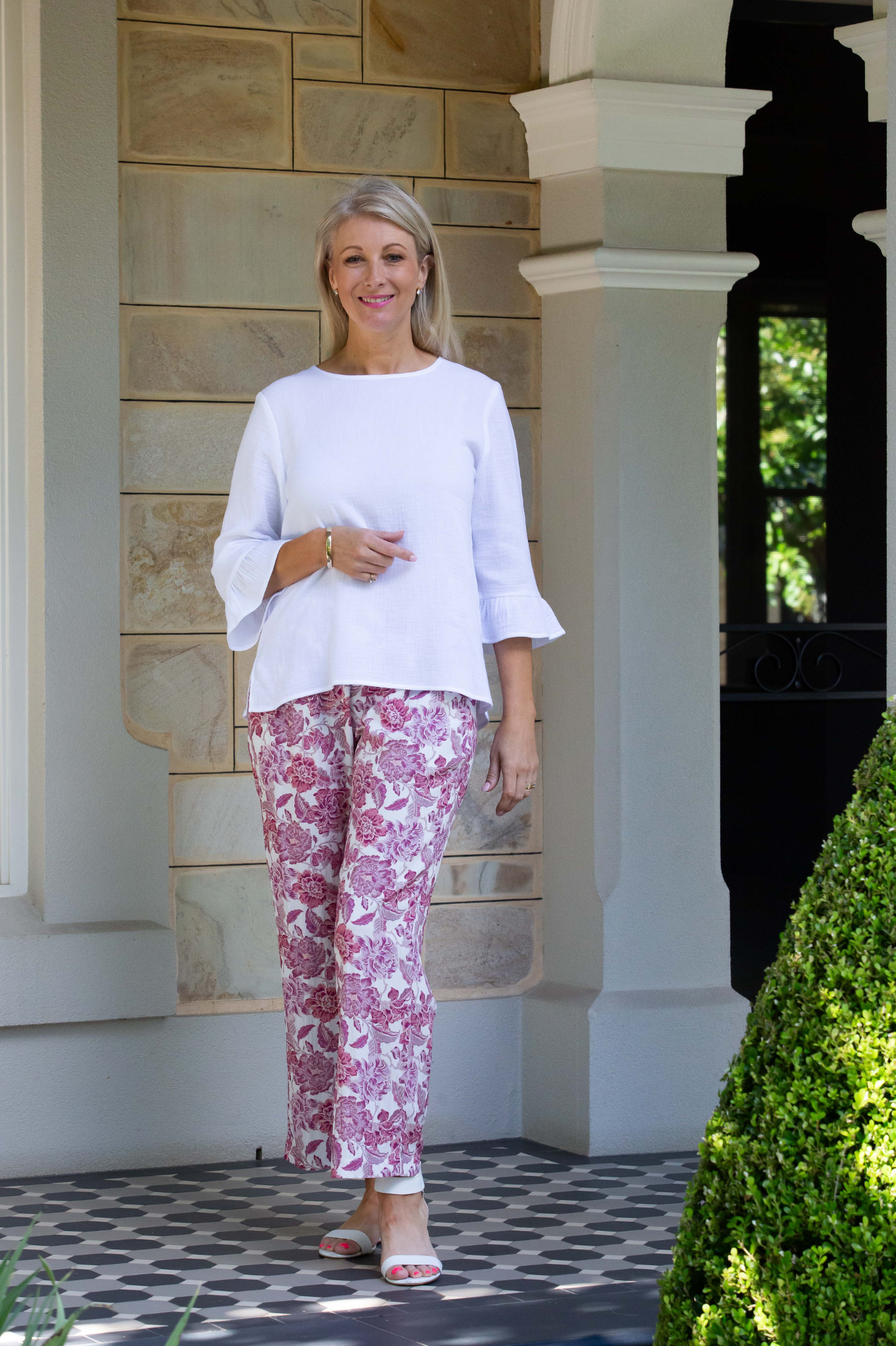 Smart casual button back feature top #543 - White