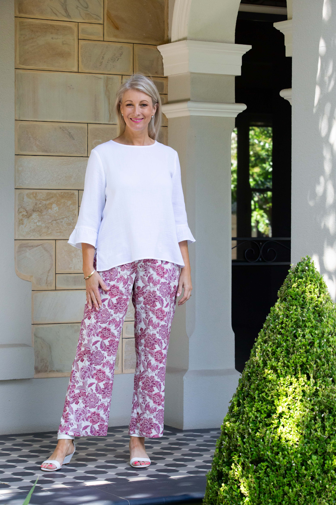 Smart casual button back feature top #543 - White