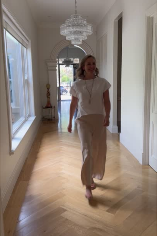 Linen Blend Wide Leg Pant with Pockets #6646 - Natural