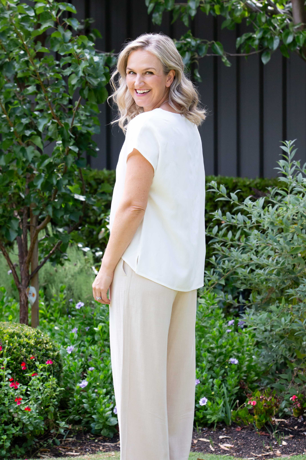 Linen Blend Wide Leg Pant with Pockets #6646 - Natural