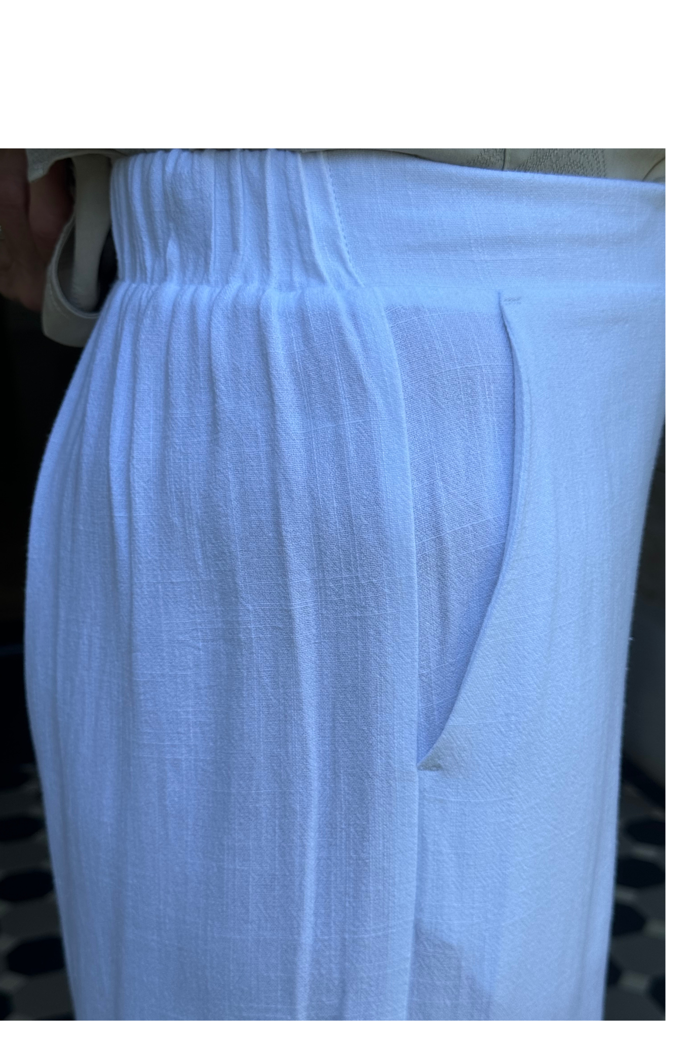 Linen Blend 3/4 Length Pant with Pockets #6678 - Blue