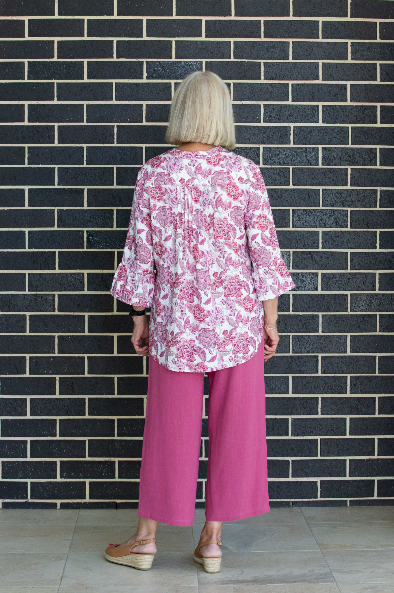 Linen Blend 3/4 Length Pant with Pockets #6678 - Rosewood