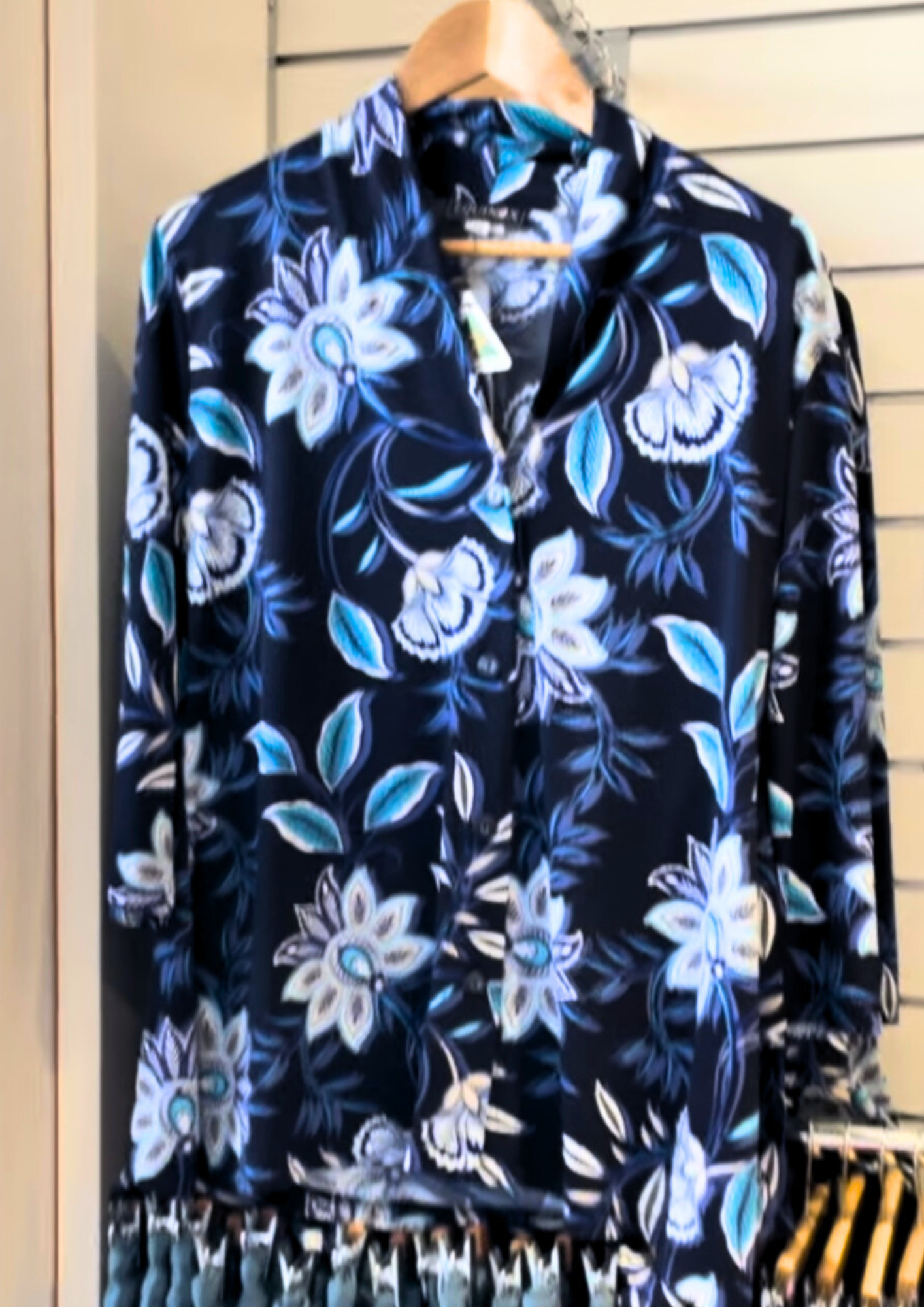 Blue Floral Two way stretch Jersey Jacket #9057 Blue
