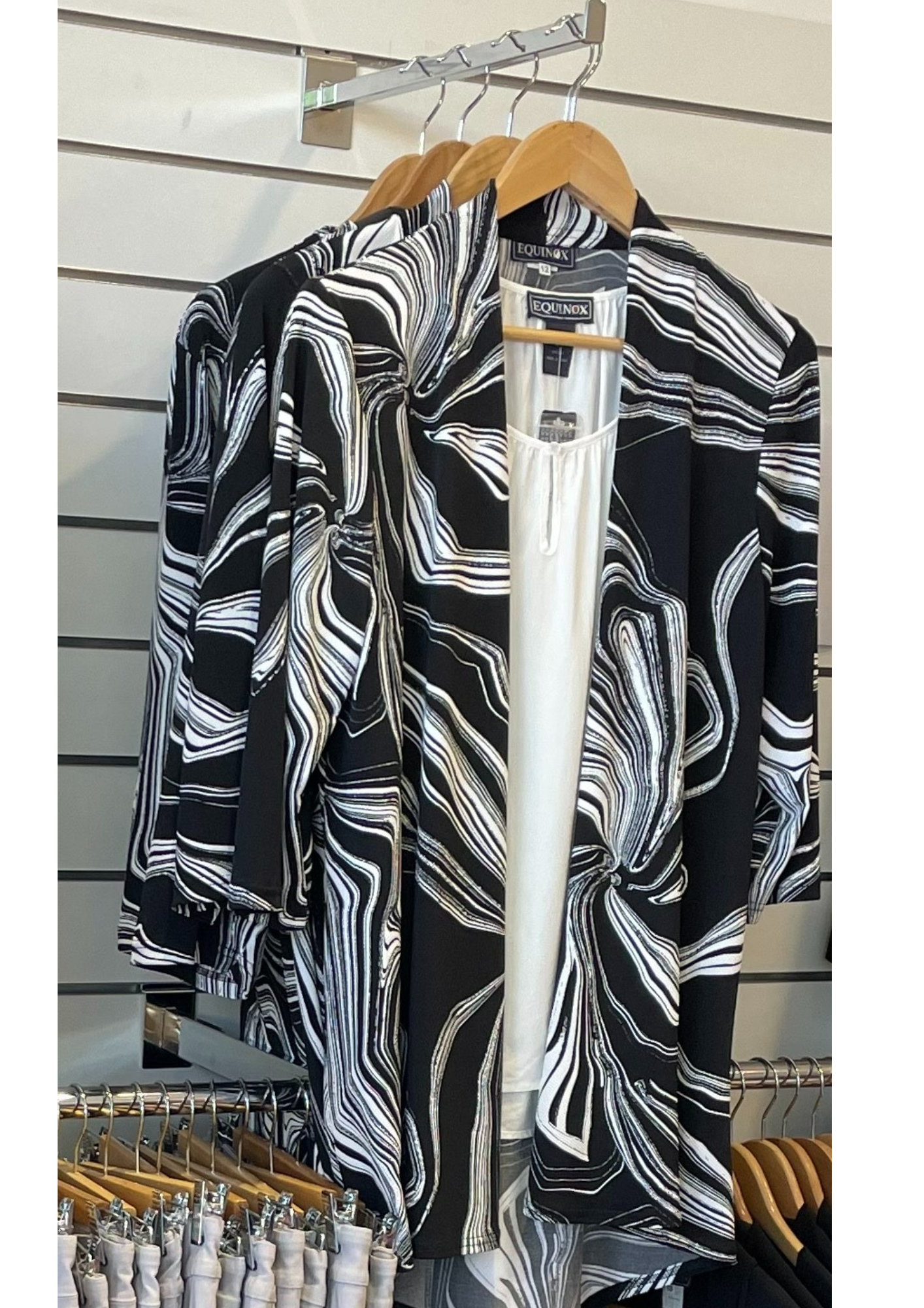 Contrast Black & White Two way stretch Jacquard Jacket #9046 Black white