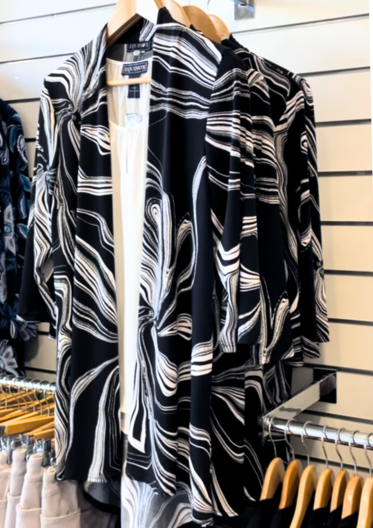 Contrast Black & White Two way stretch Jacquard Jacket #9046 Black white
