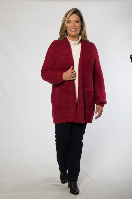 Long line soft feel Cardigan #5392 Ruby
