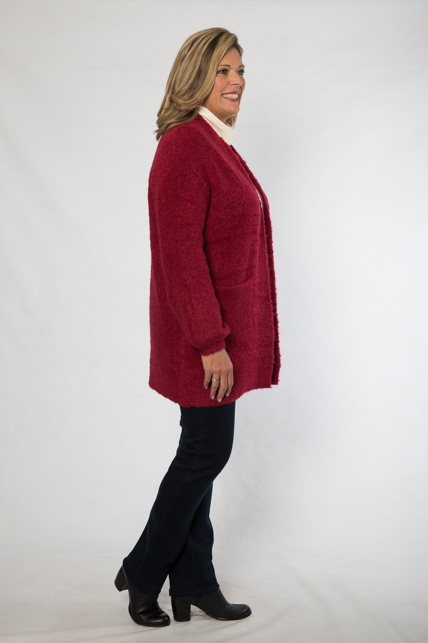 Long line soft feel Cardigan #5392 Ruby
