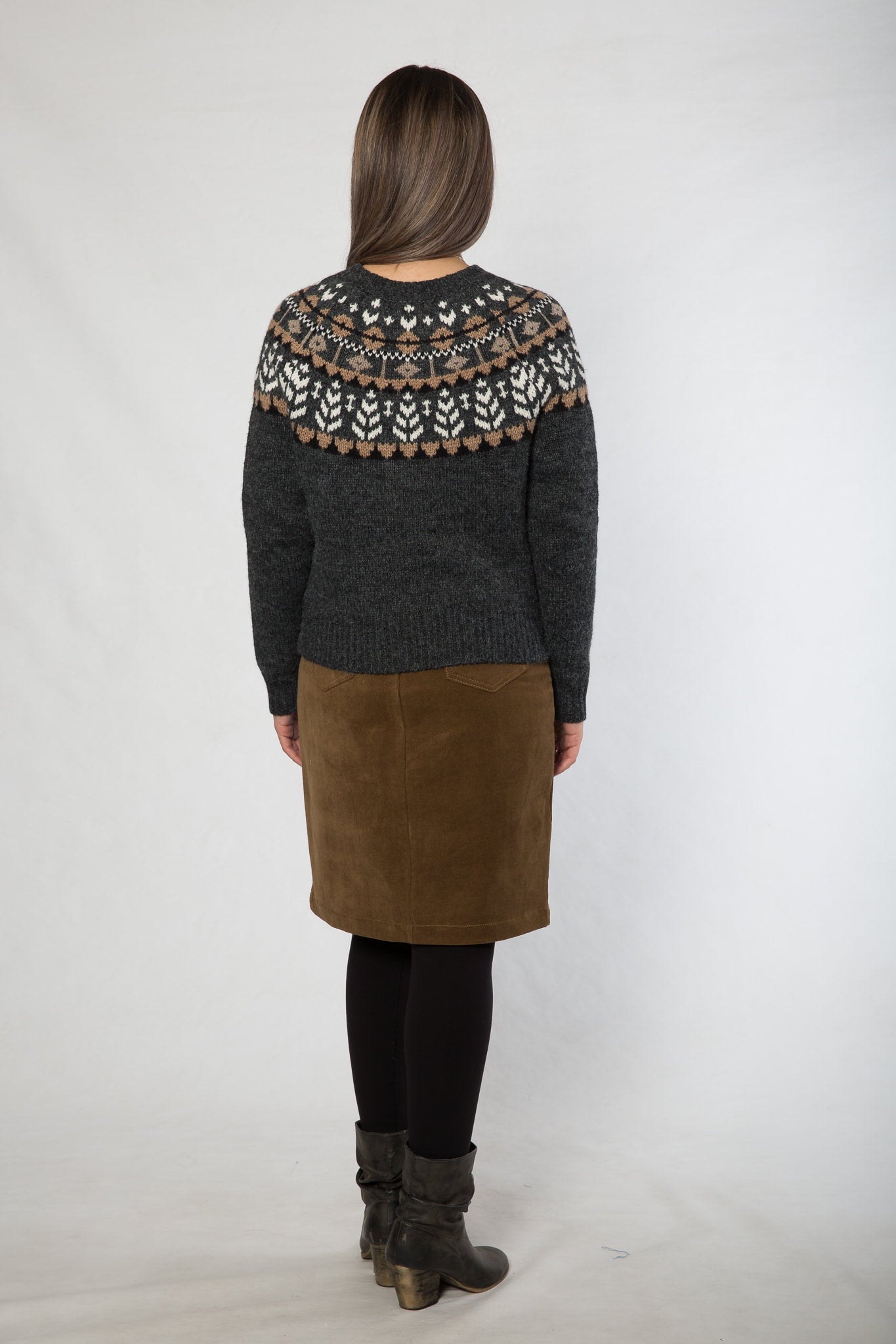 Pin wale stretch cord skirt #4513 Peanut