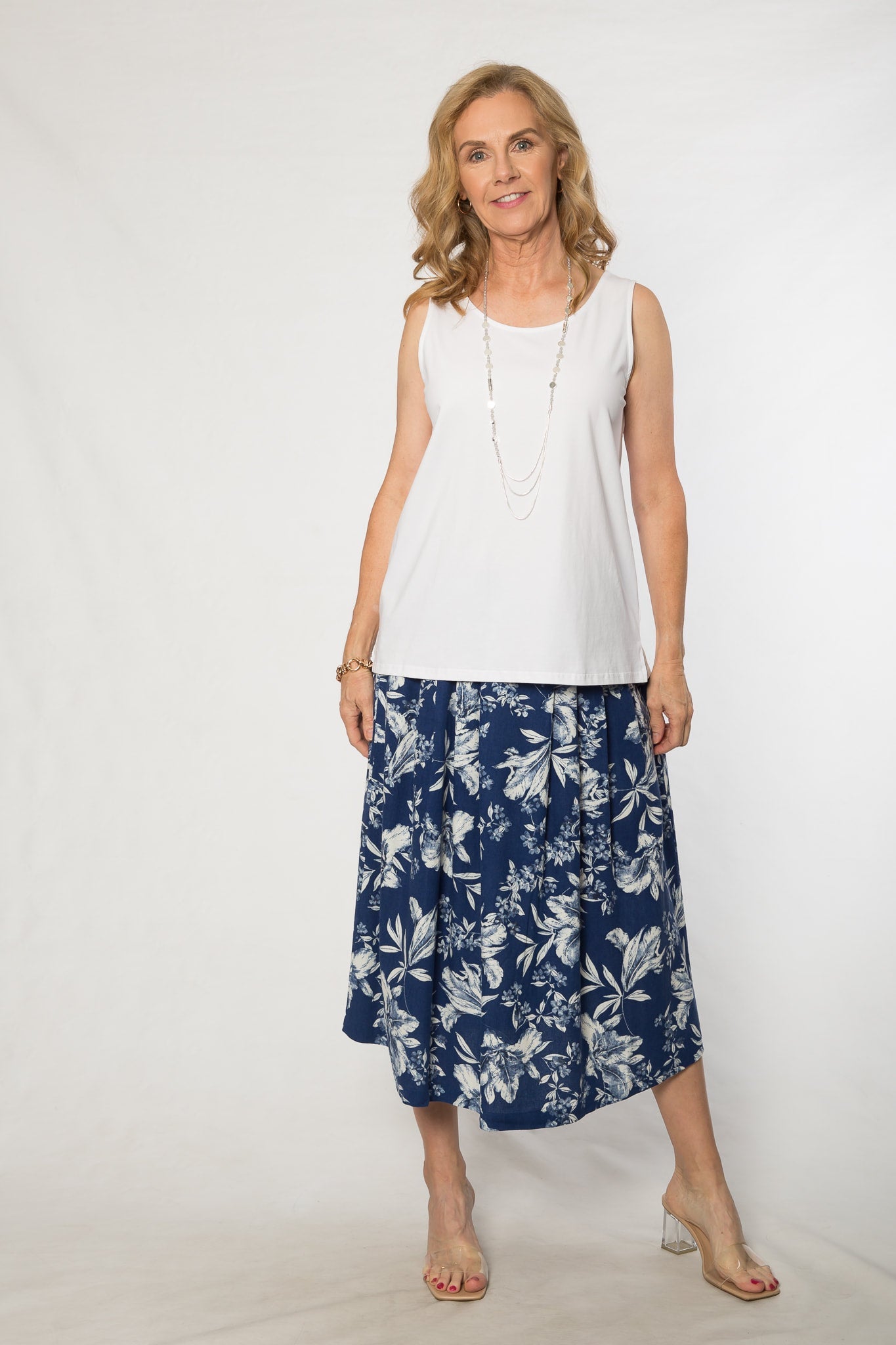 Sleeveless stretch cotton top #115 White