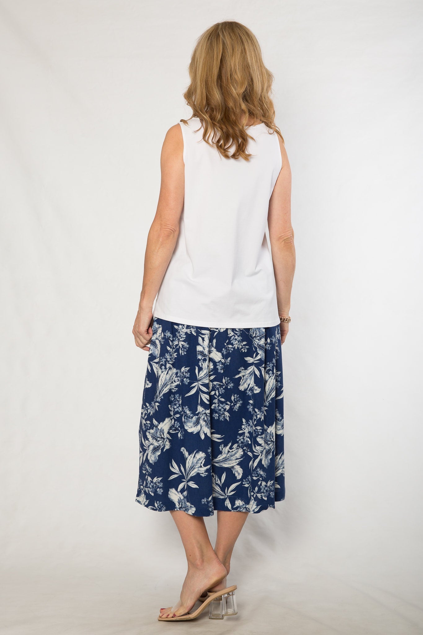 Sleeveless stretch cotton top #115 White