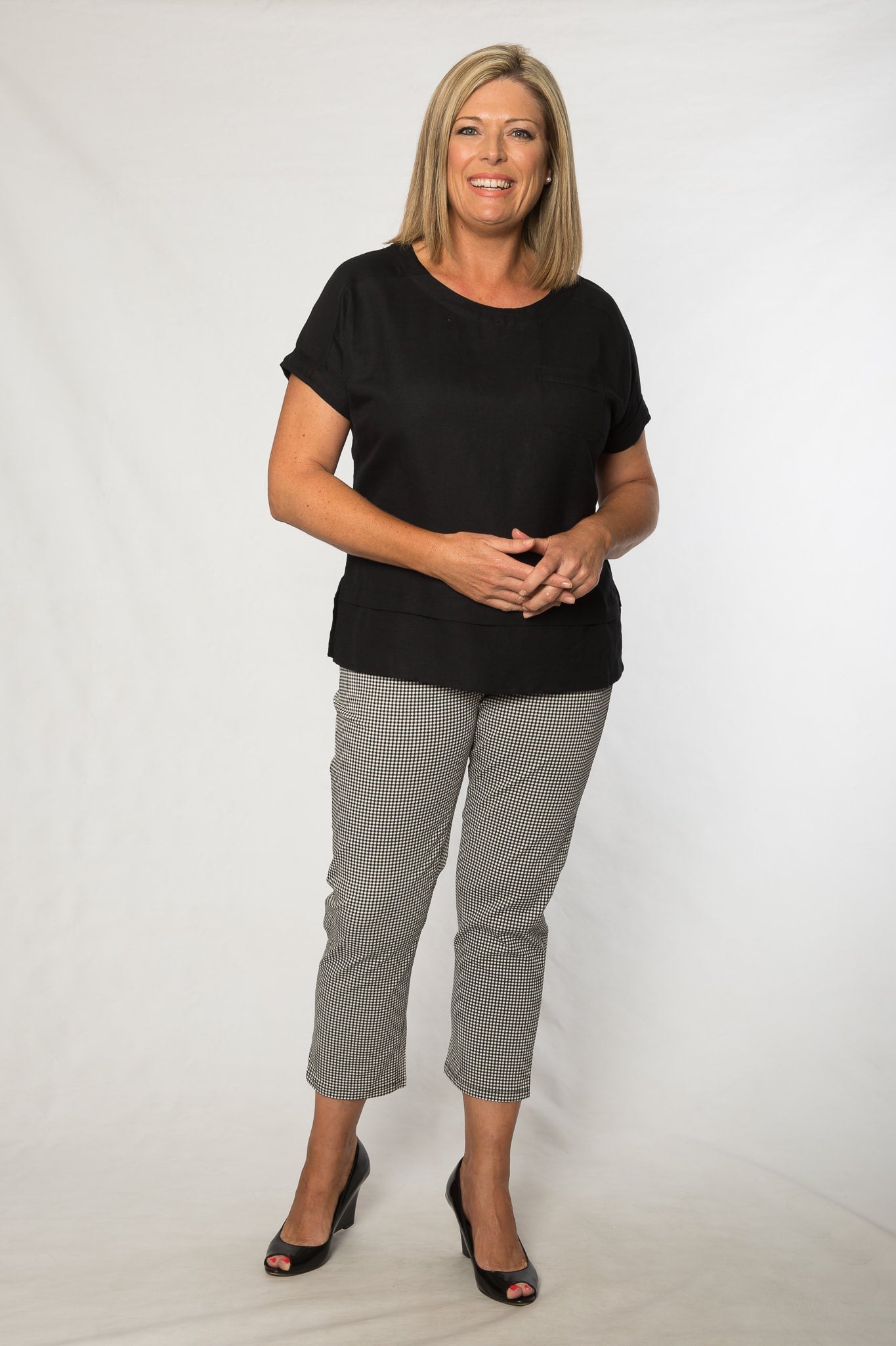 Short sleeve viscose top #425 Black