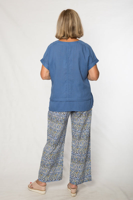 Short sleeve viscose top #425 Blue