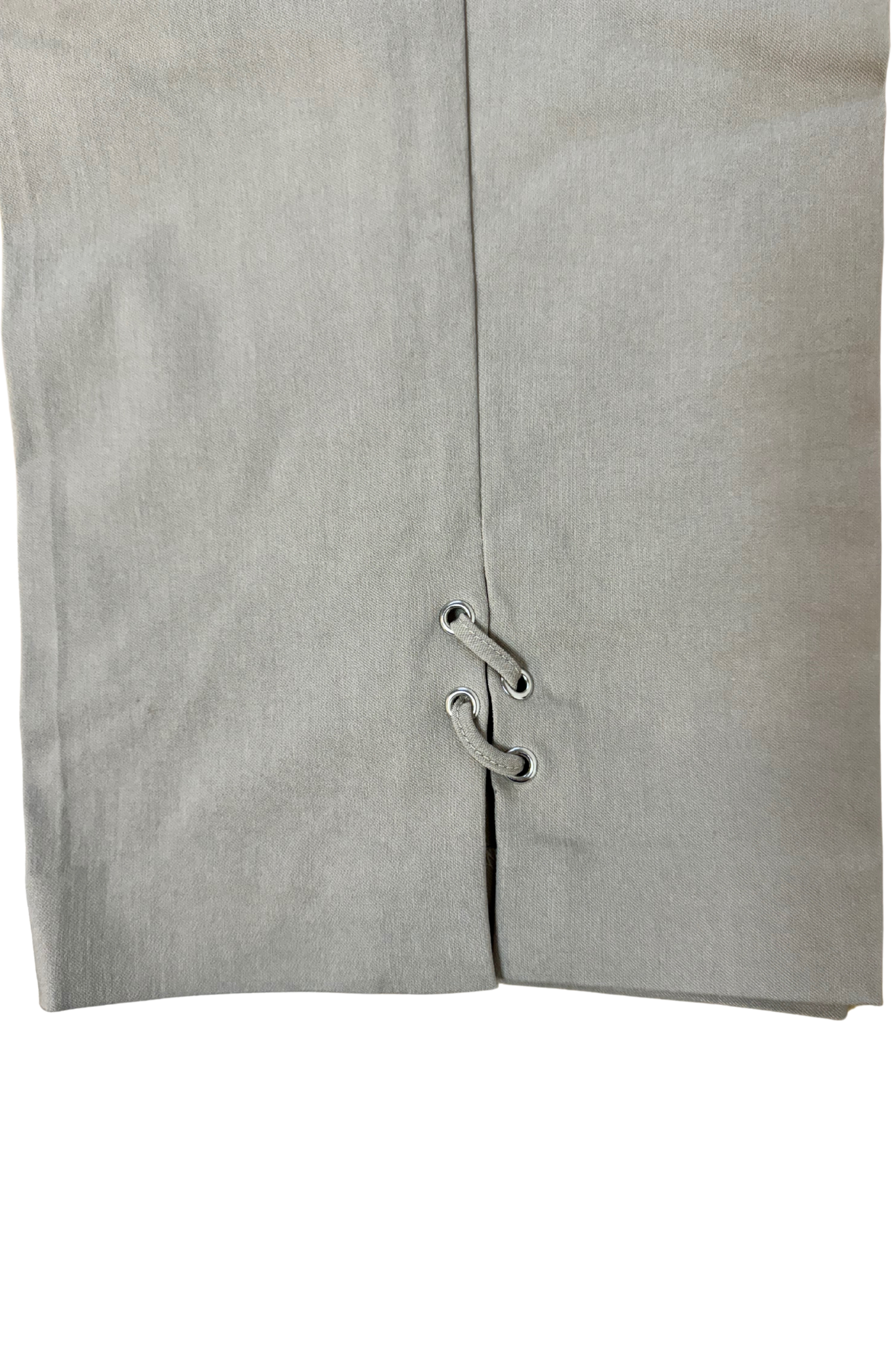 Stretch bengaline crop pant with tie and eyelet hem detail #6718 White