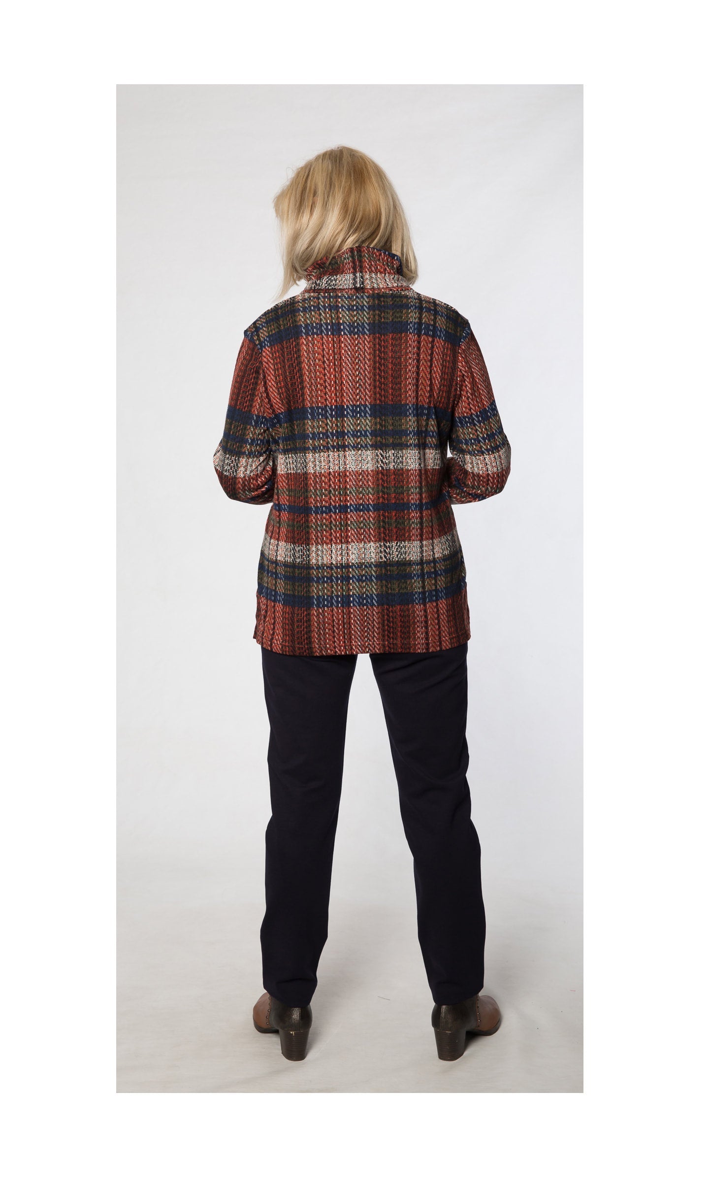 Roll neck check tunic #252 Spice/Olive