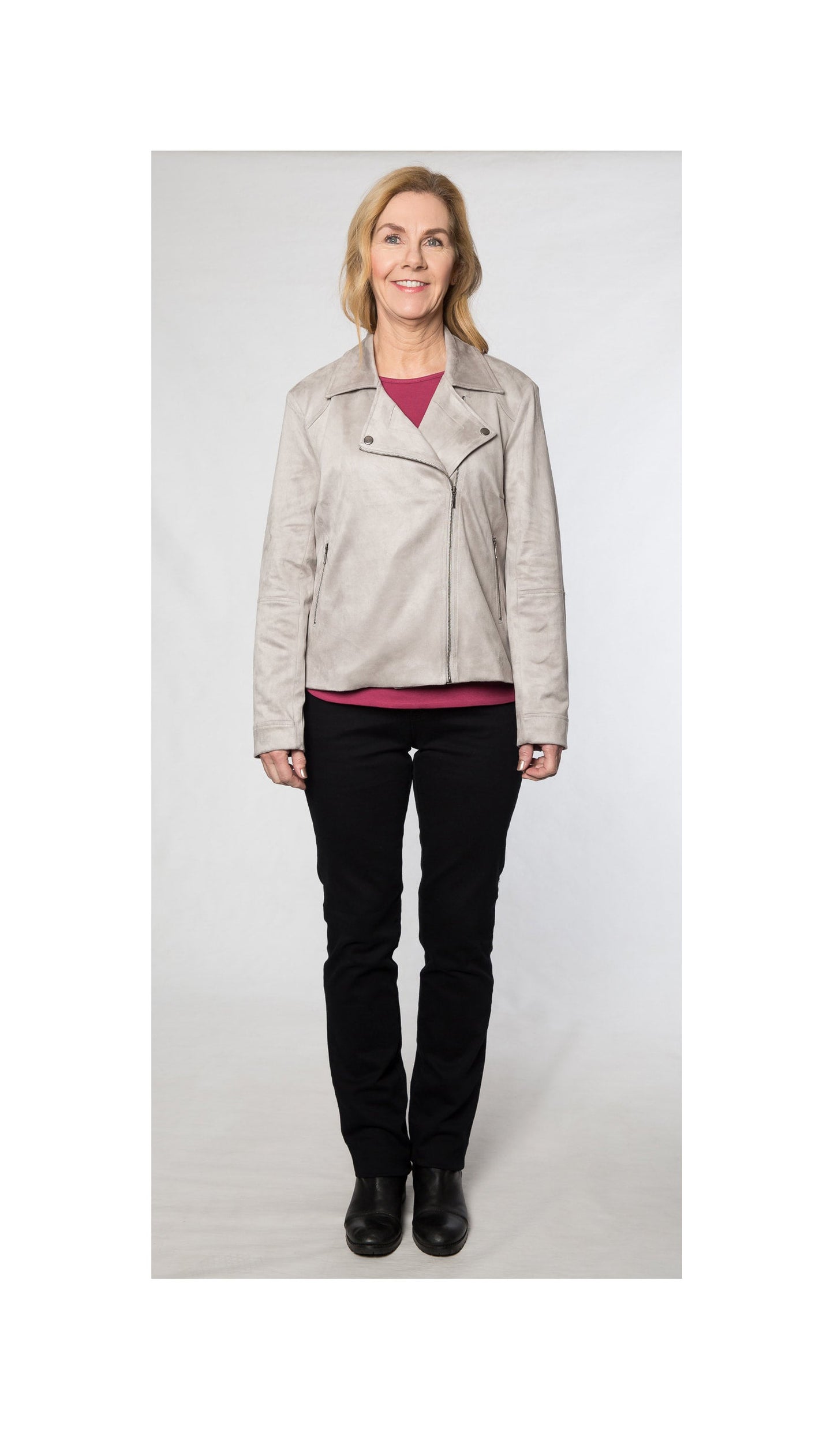 Faux suede fully lined crop jacket #9551 Silver